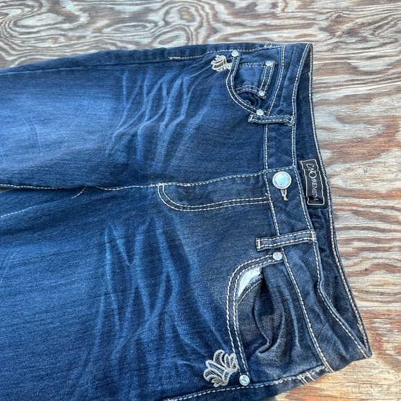 Cato premium Contemporary pants Skinny Leg Jeans size 12 rhinestones embroidered - Picture 4 of 9